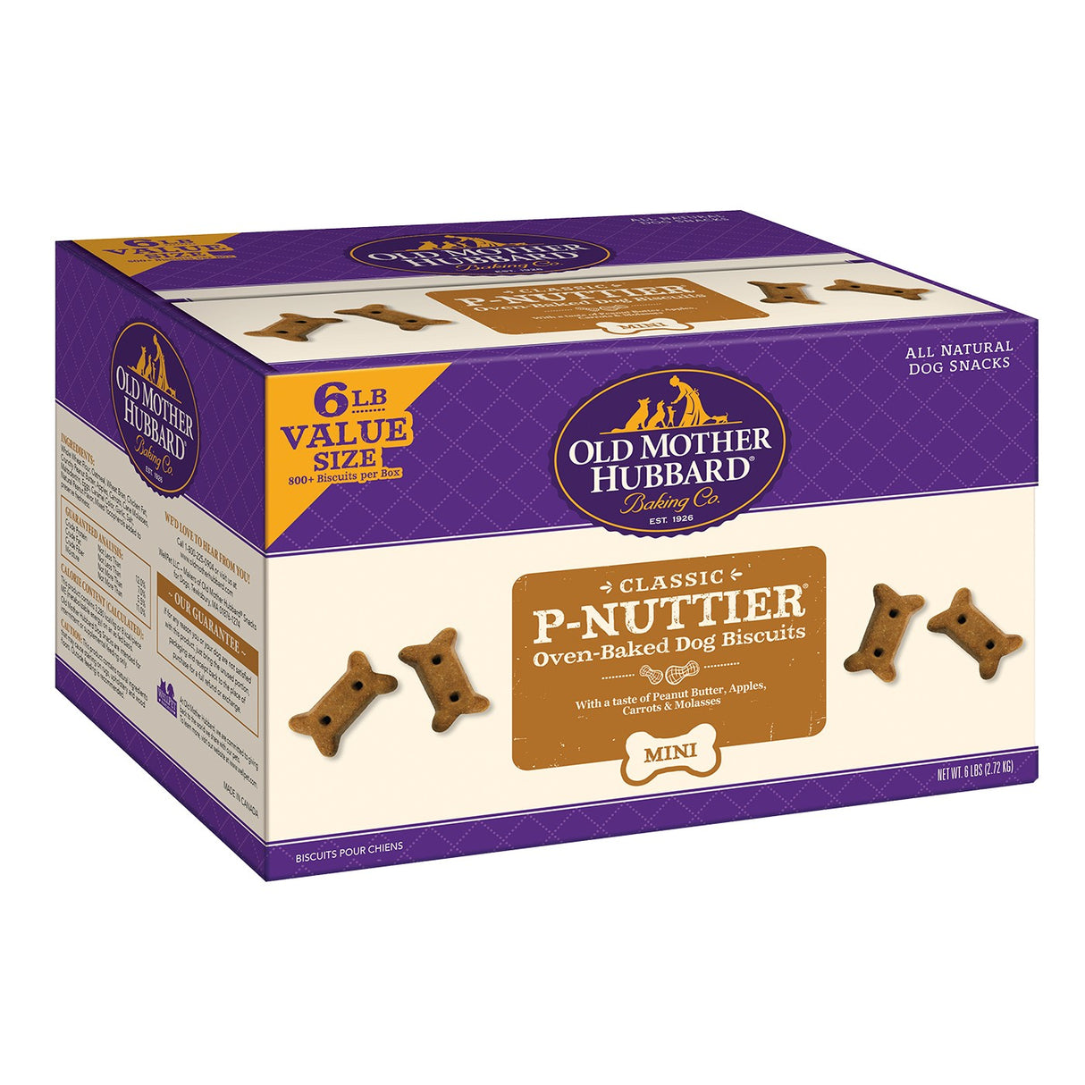 Boîte de biscuits pour mini chiens Old Mother Hubbard P-Nuttier 6 lb.