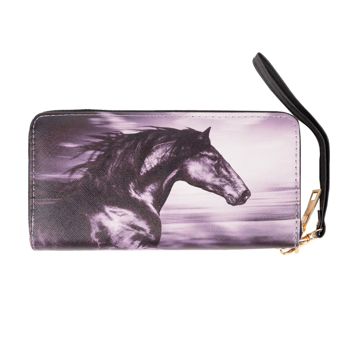 Lila Black Horse Clutch Wallet