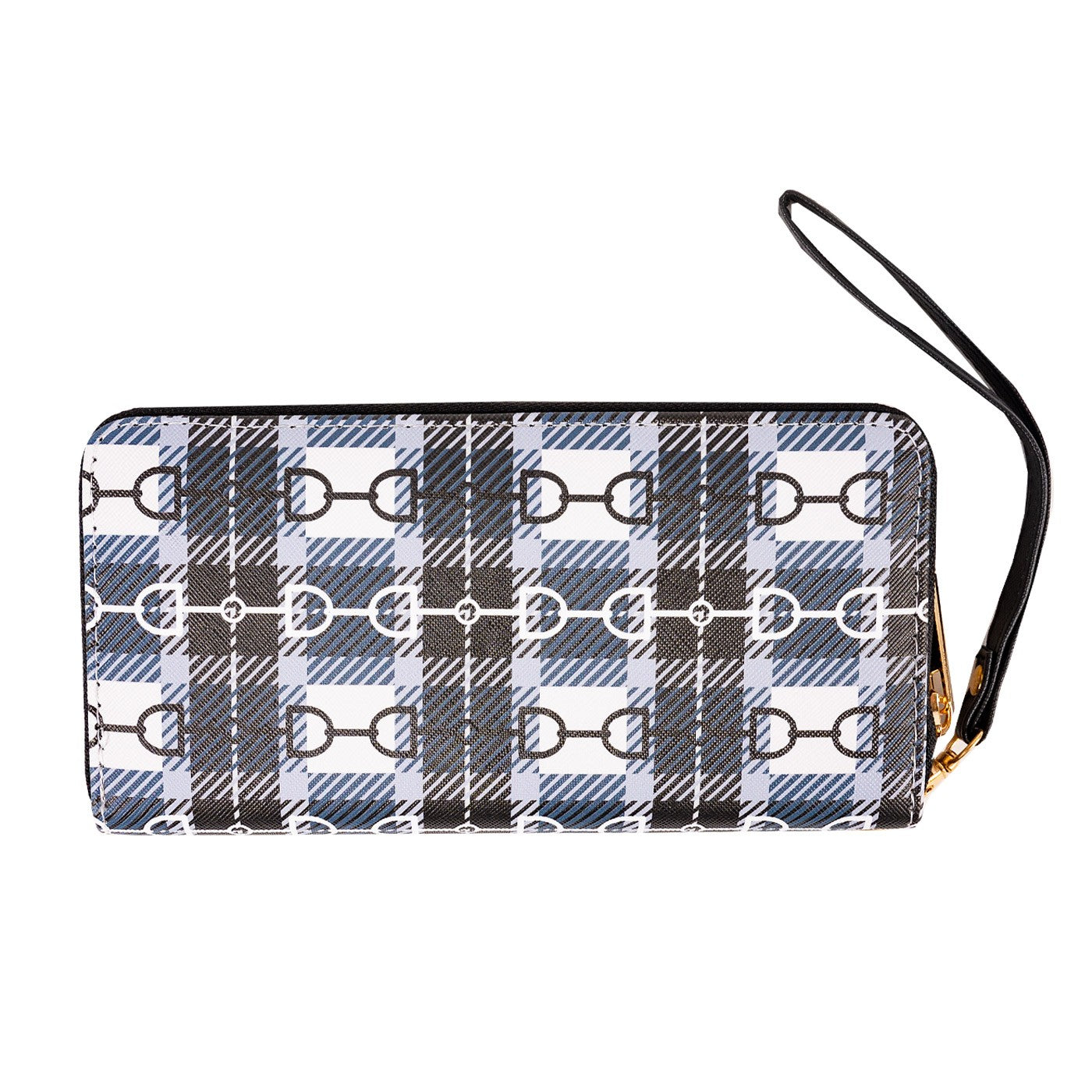 Lila Black Snaffle Bit Plaid Clutch Wallet Greenhawk Equestrian