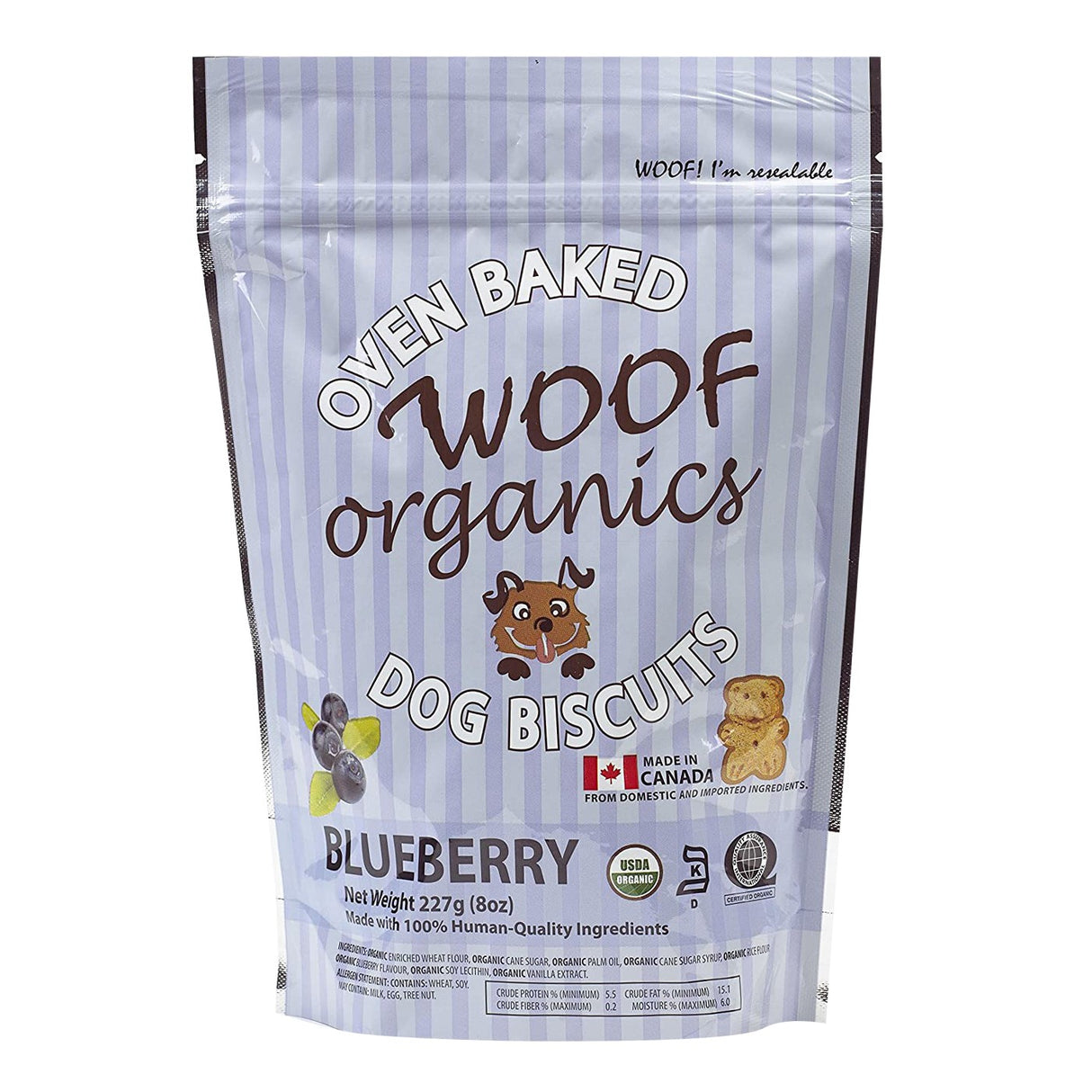 Woof Organics Friandises pour chiens à la myrtille 227 g