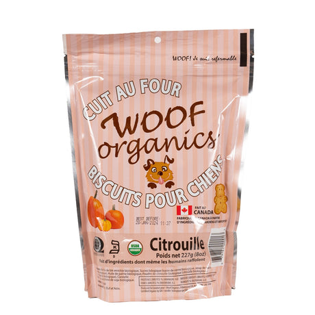Woof Organics Biscuits à la Citrouille Friandises pour Chiens 227 g