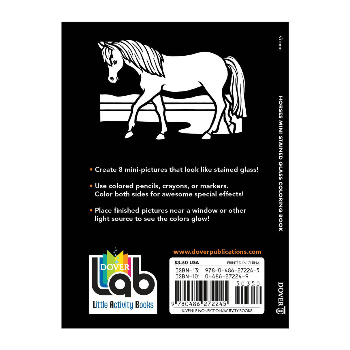 Horses Mini Stained Glass Coloring Book