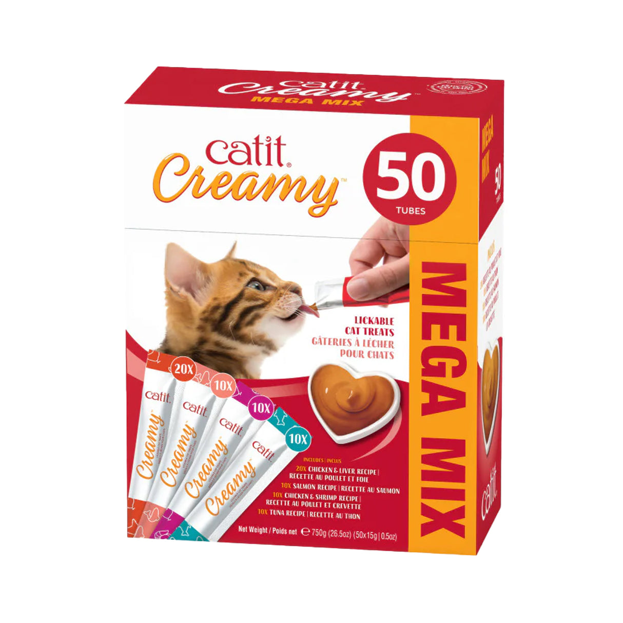 Lot de 50 friandises crémeuses à lécher Catit pour chat, 15 g