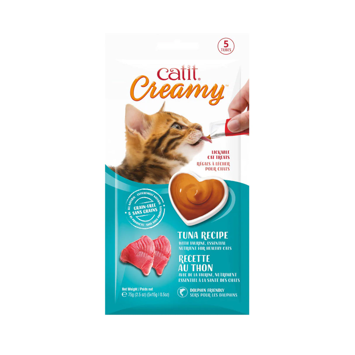 Friandises crémeuses à lécher pour chats Catit au thon 15 g - paquet de 5