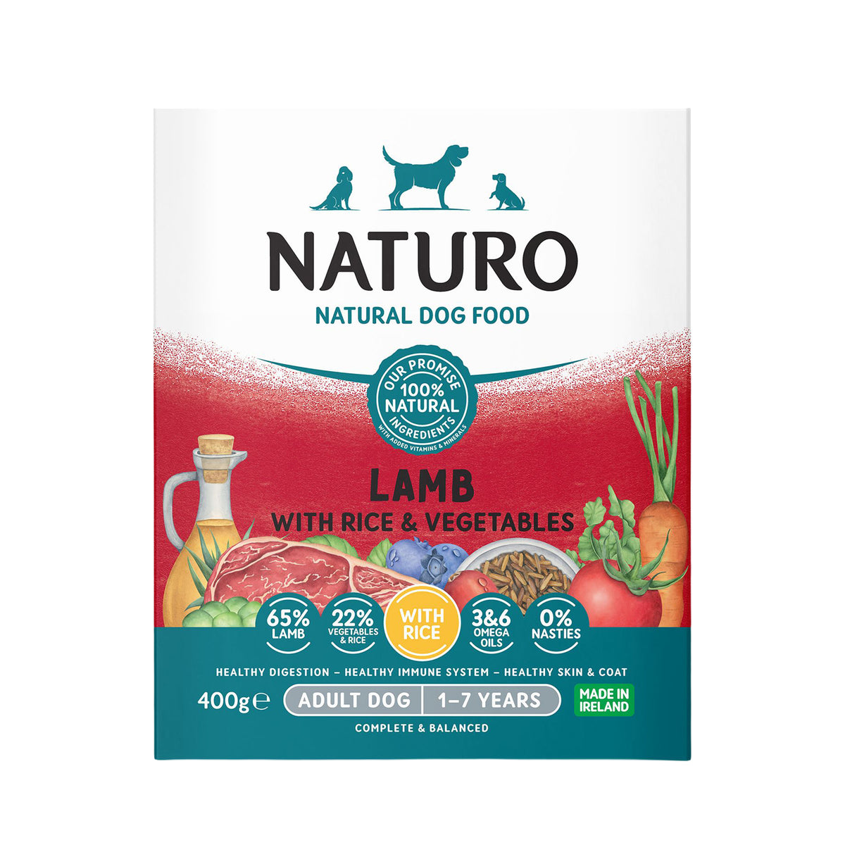 Naturo Canine Adult Lamb W/ Rice and Vegetables Canned Dog Food 400 g