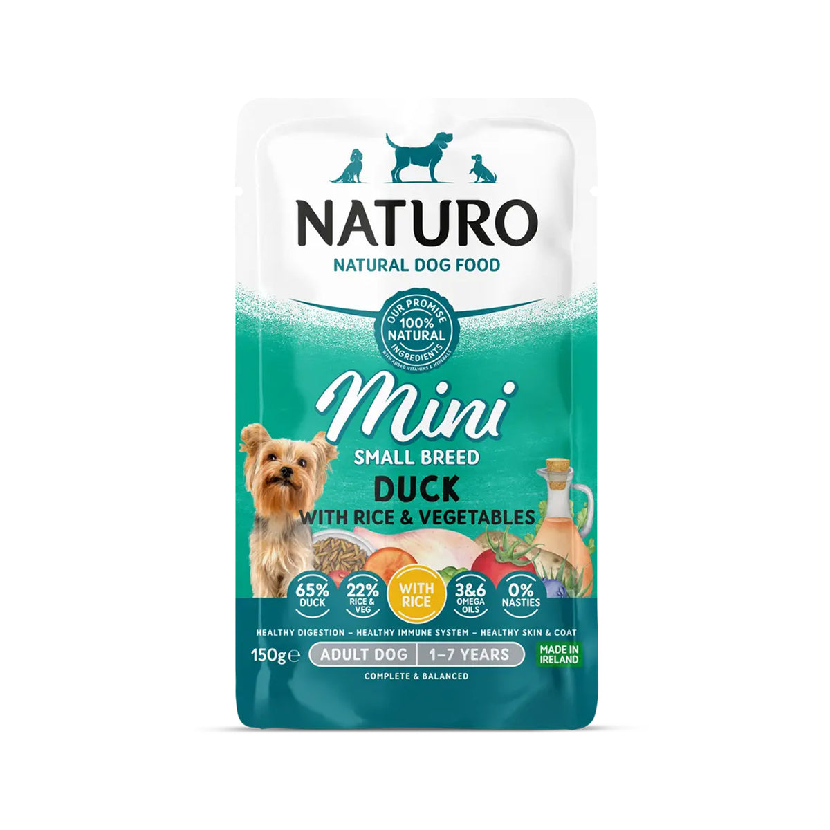 Naturo Canine Adult Mini Duck W/ Rice and Vegetables Dog Food Pouch 150 g