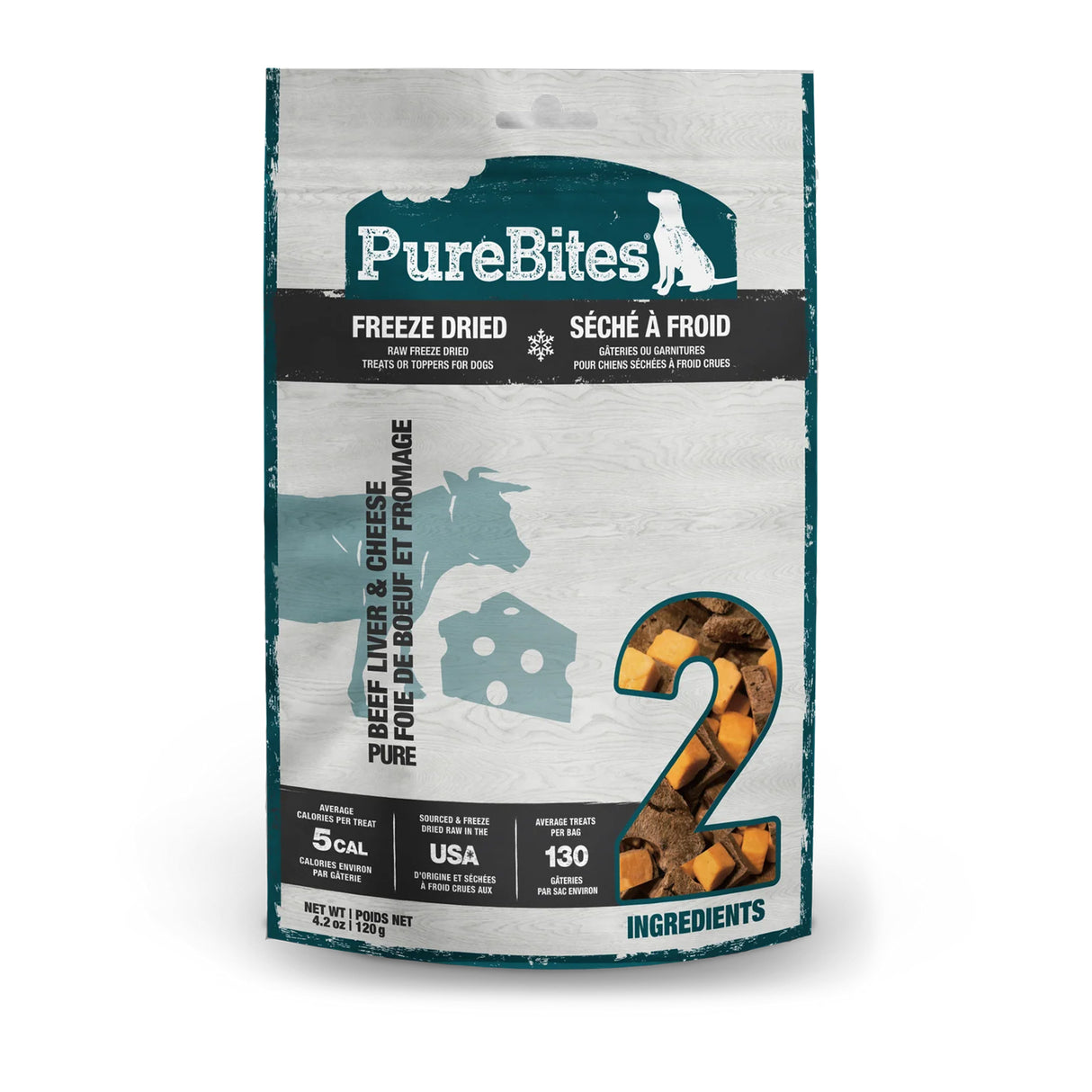 PureBites Freeze Dried Beef & Cheese Dog Treats 120 g