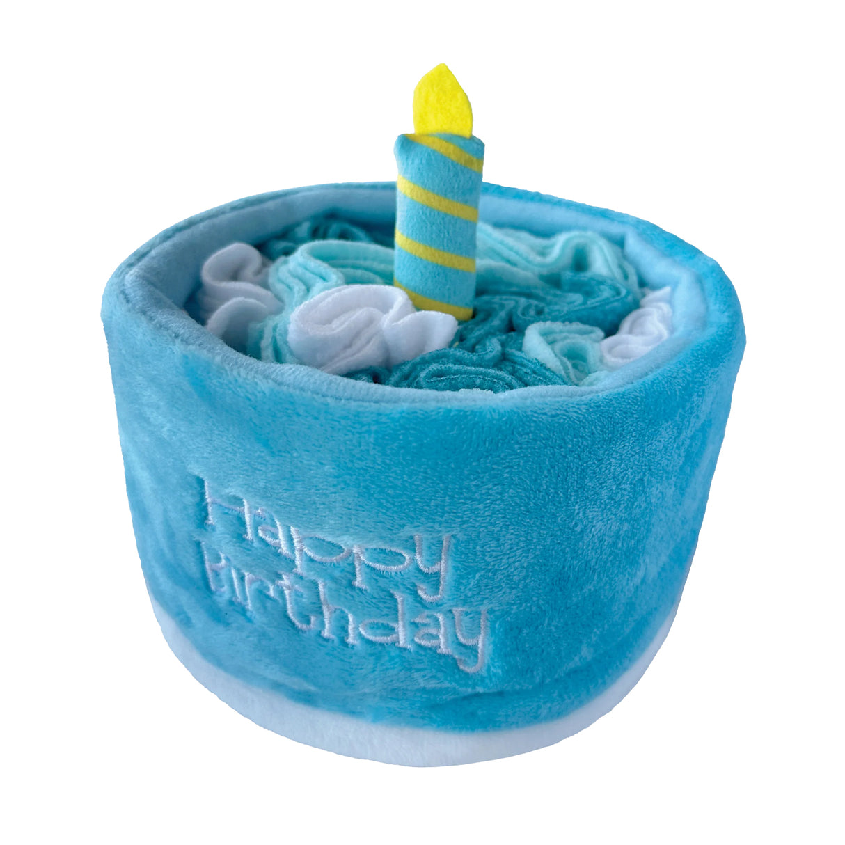 Fou Fou Brands Fou Fit Hide 'N Seek Gâteau d'anniversaire Snuffle Bleu Jouet pour chien 13 cm