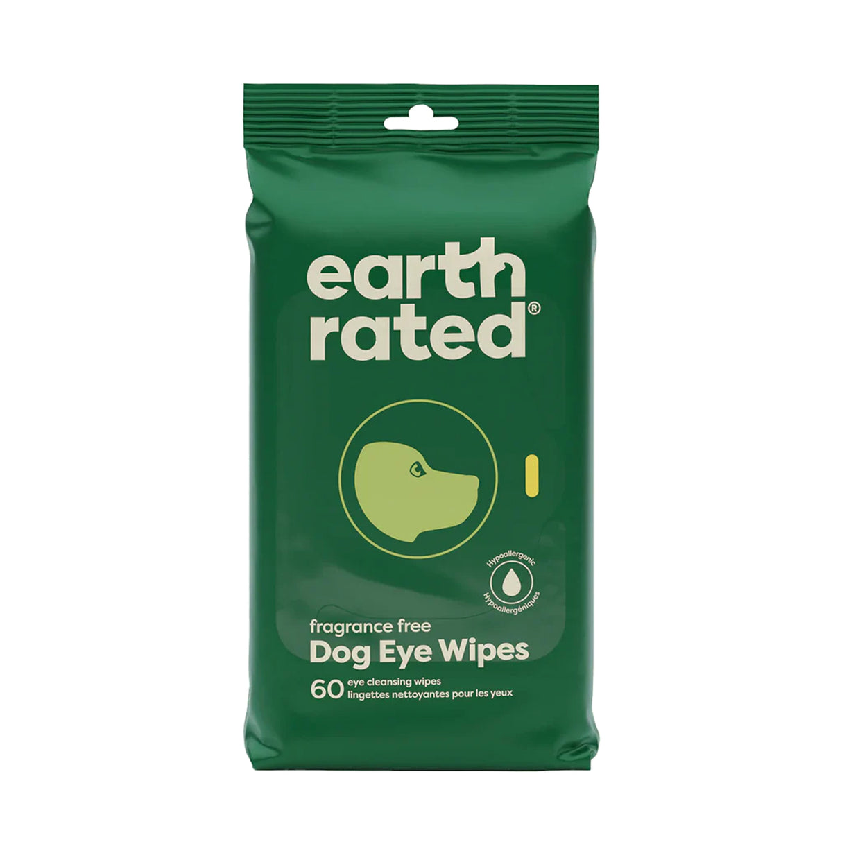 Lingettes pour les yeux de chien sans parfum Earth Rated - Paquet de 60