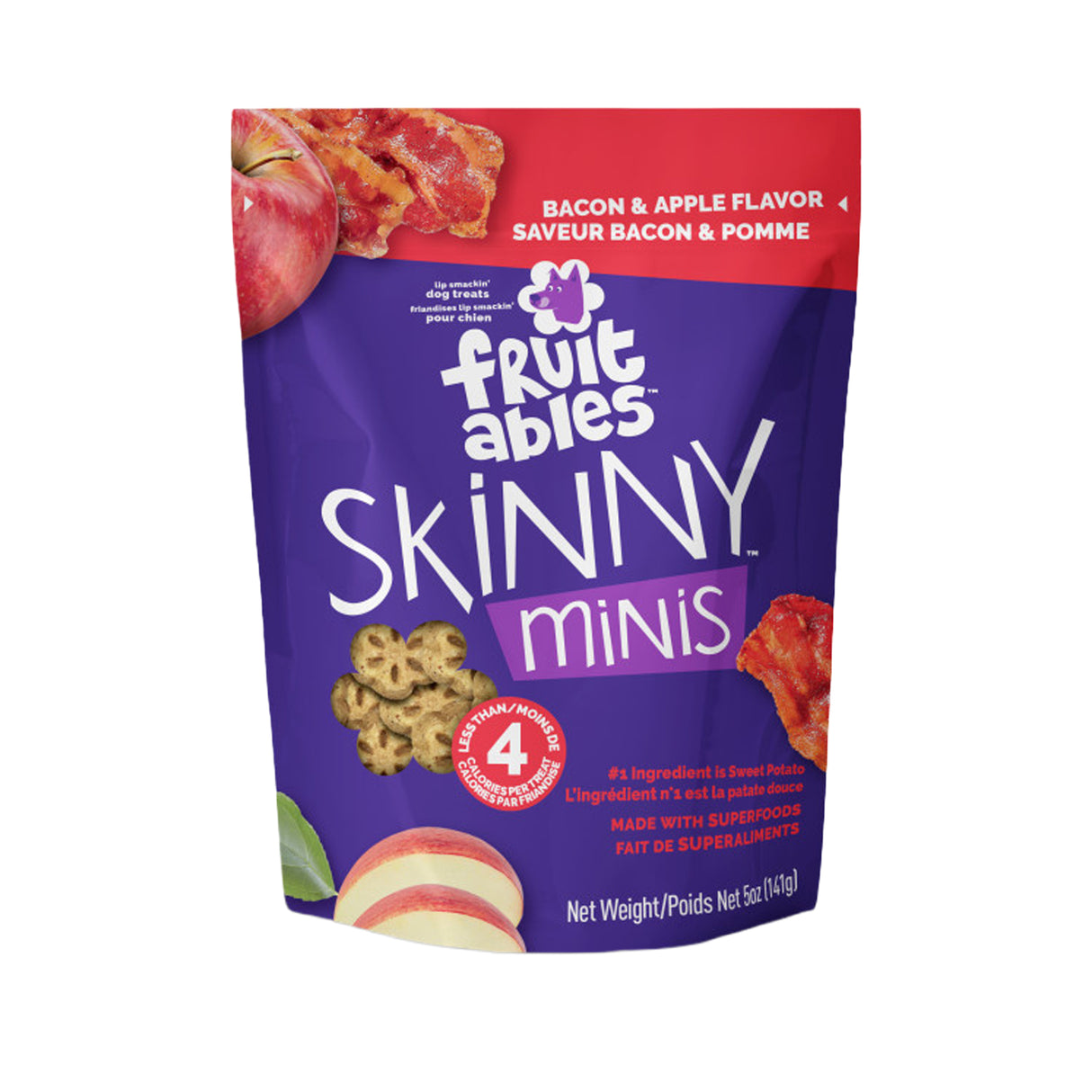 Friandises pour chiens Fruitables Skinny Minis Chewy Pomme Bacon 141 g