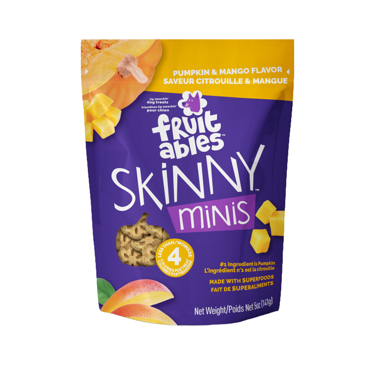 Friandises moelleuses pour chiens Fruitables Skinny Minis à la citrouille et à la mangue 141 g