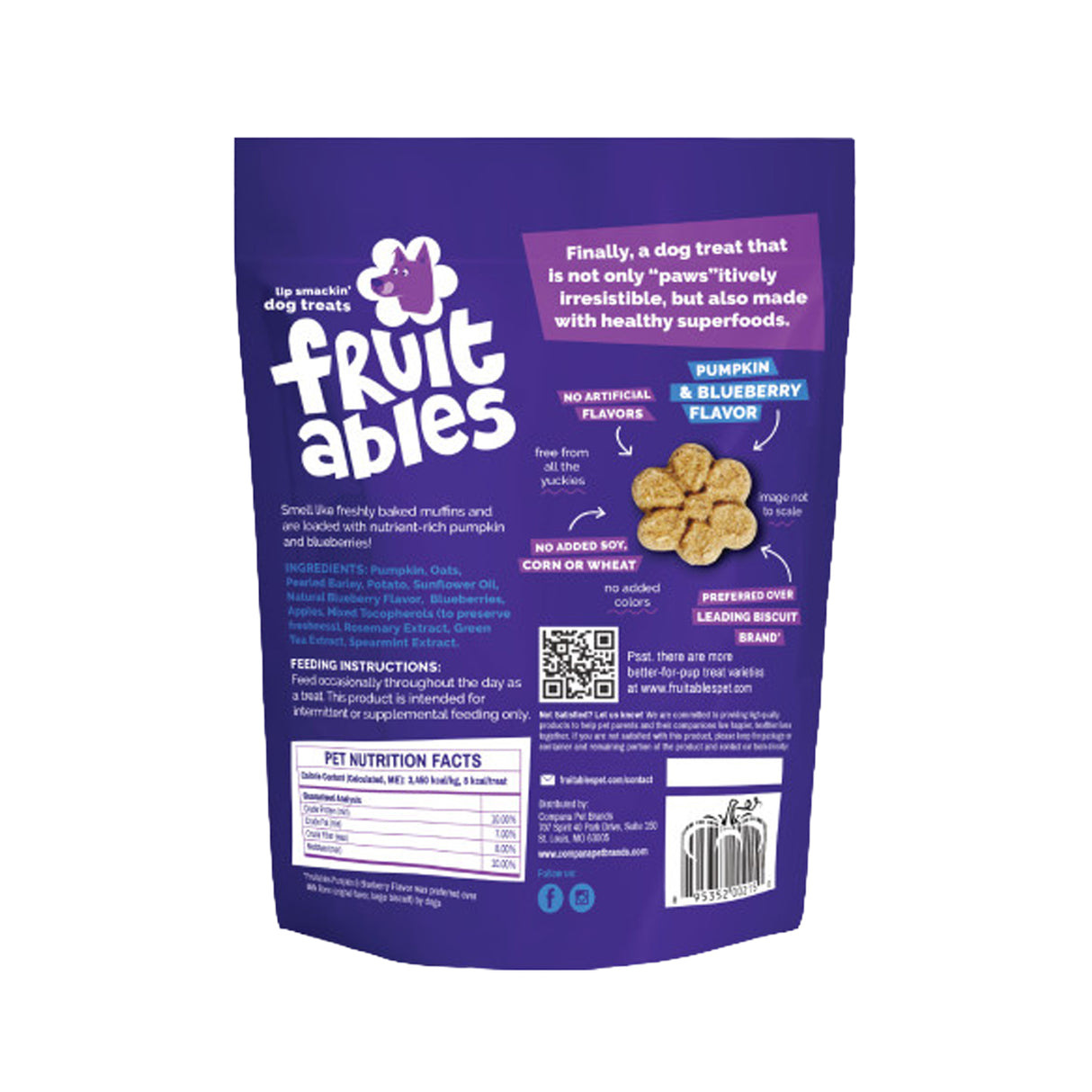 Friandises pour chiens Fruitables à la citrouille et aux bleuets 198 g