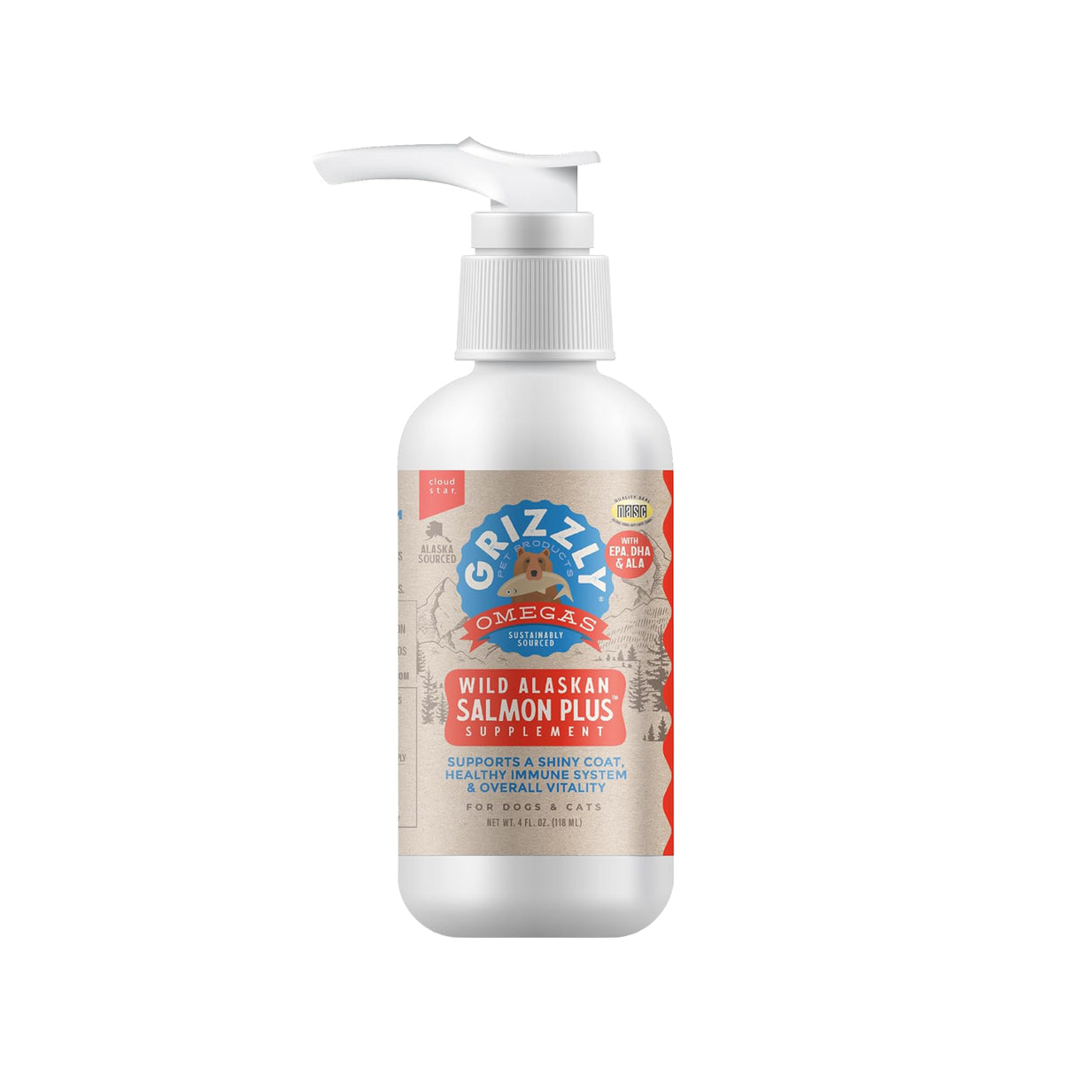 Grizzly Salmon Plus Pump Bottle Pet Supplement 118 mL