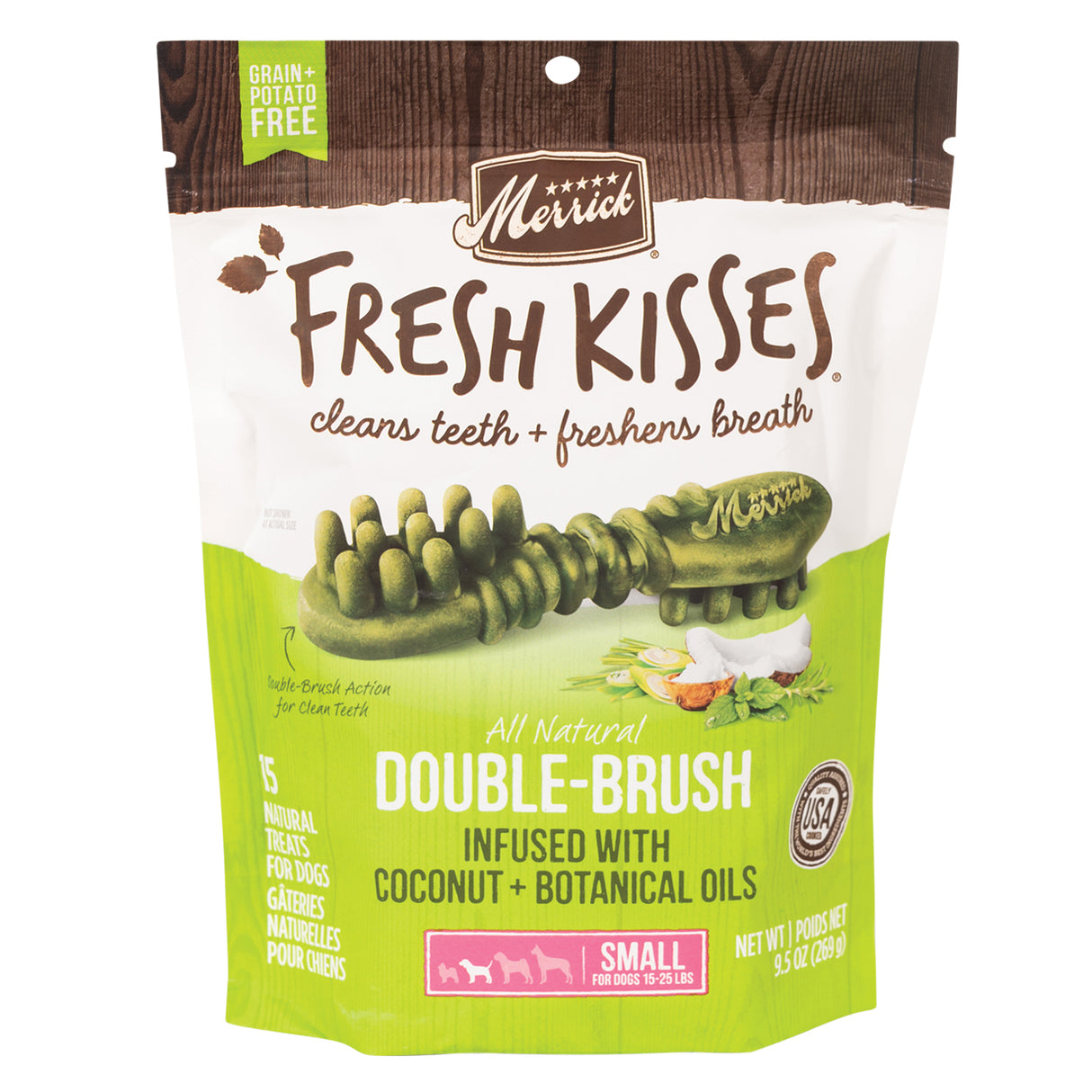 Merrick Fresh Kisses Coconut Small Brush 15 Pack
