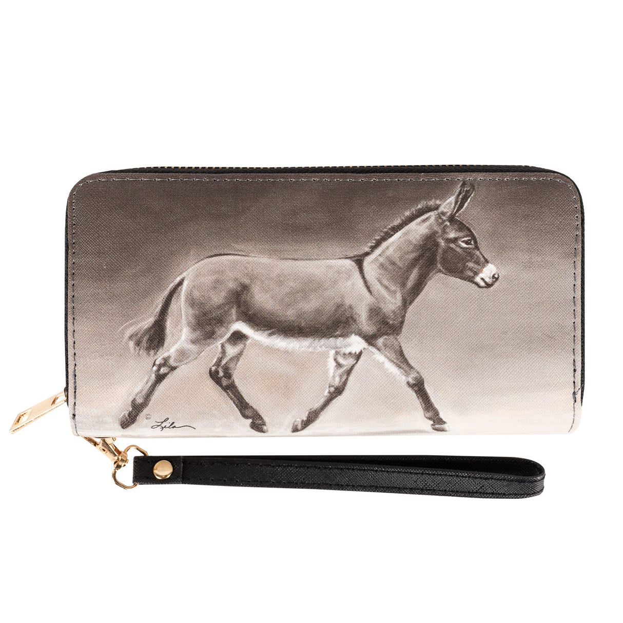 AWST Lila Donkey On The Move Zippered Wallet W/ Wristlet