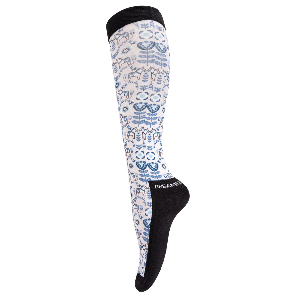 Dreamers & Schemers Blue Dala Horse Knee High Socks