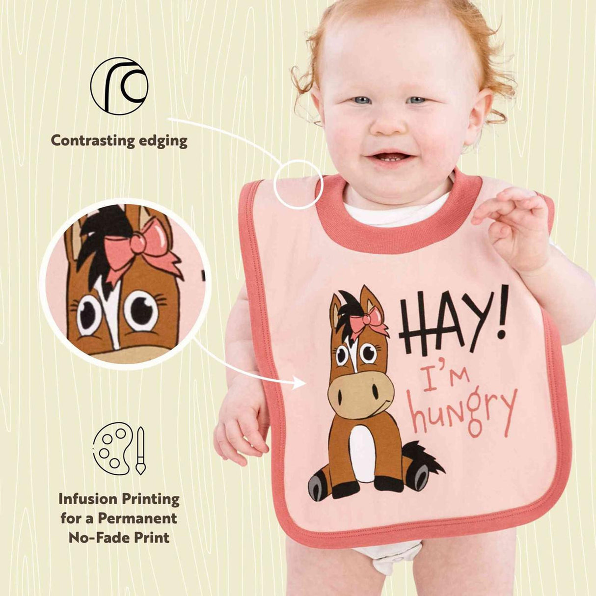 Lazy One Hay I'm Hungry Infant Bib