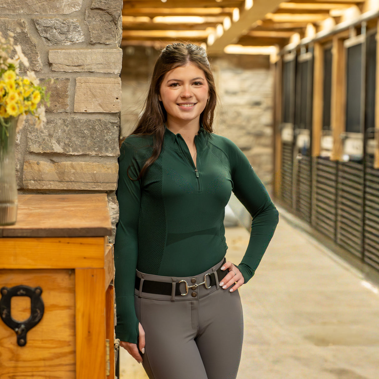 TemTeq Liso Seamless Quarter Zip Long Sleeve Top