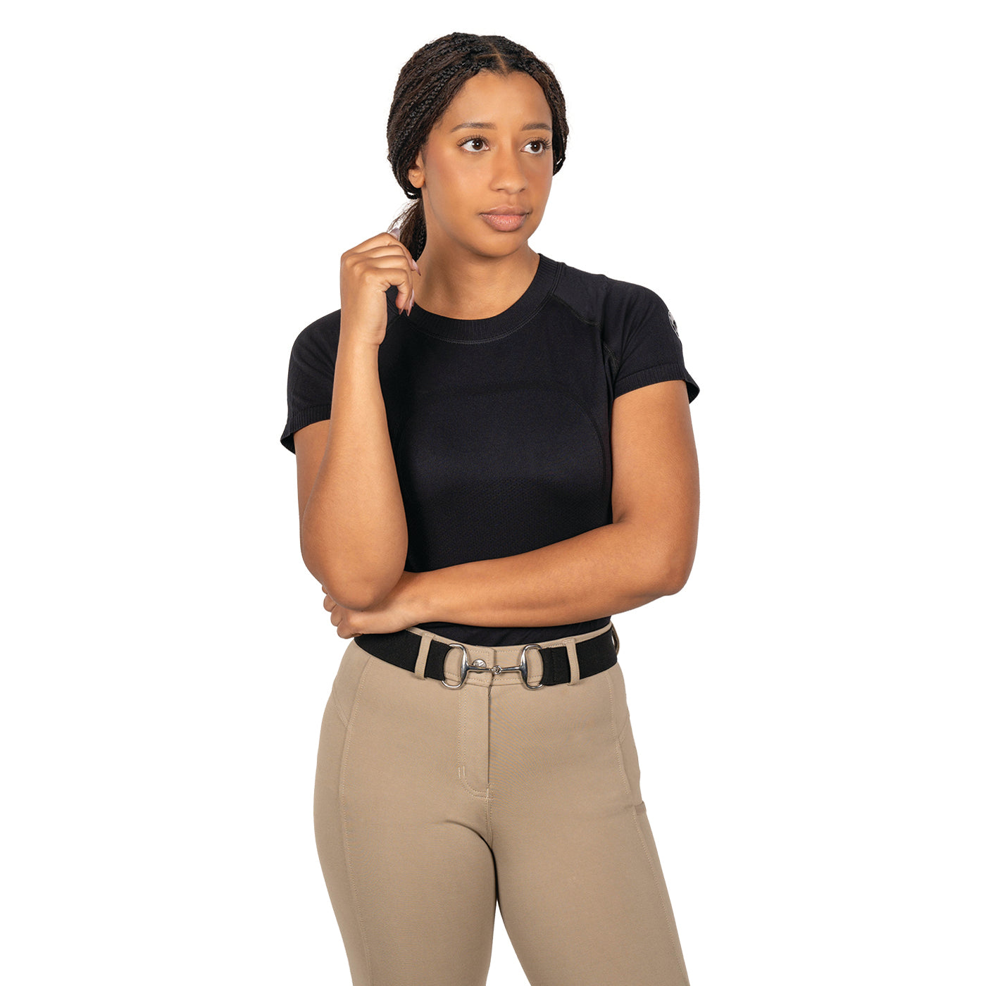 売れ筋商品|||サムス サムス Tシャツ レディース トップス STRAP - Top - black TemTeq Lucia Short Sleeve Top – Greenhawk Equestrian Sport