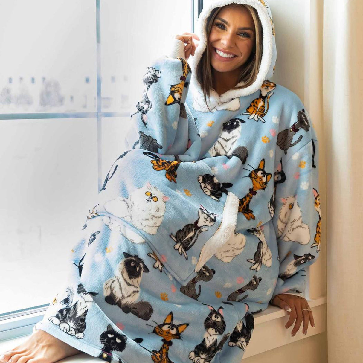 Couverture à capuche Lazy One Cattitude