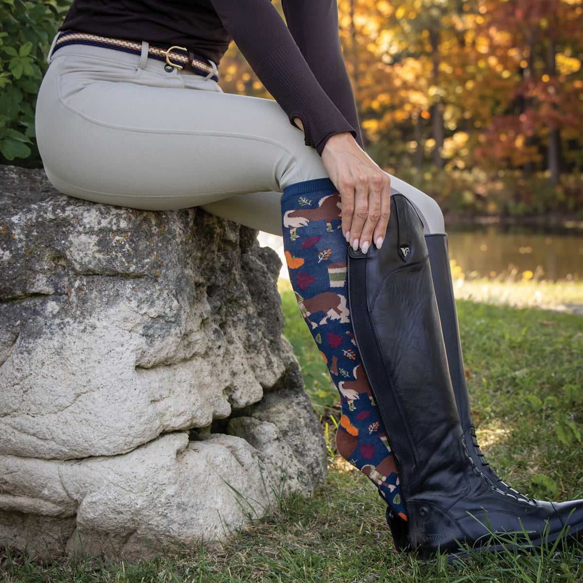 Pumpkin Spice Ponies x Four White Socks Knee High Socks