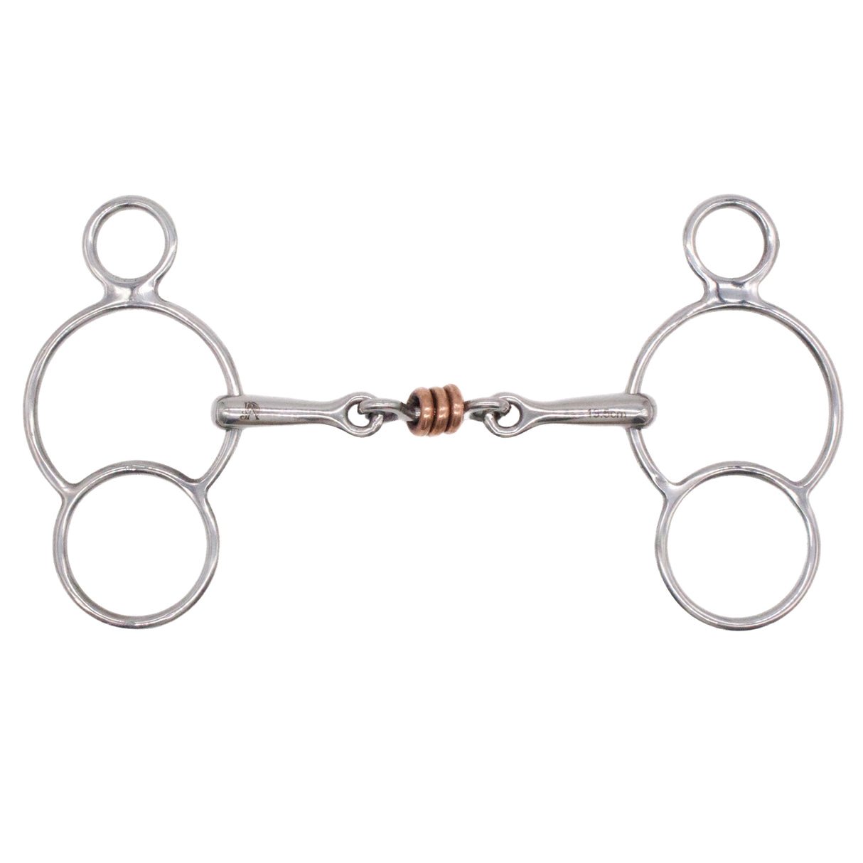 Mors Jake Adams 2 anneaux releveur double brisure avec triple rouleau en cuivre