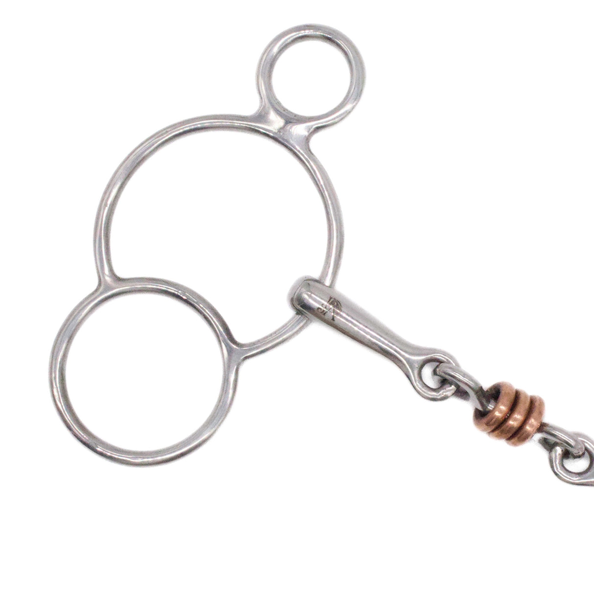 Mors Jake Adams 2 anneaux releveur double brisure avec triple rouleau en cuivre