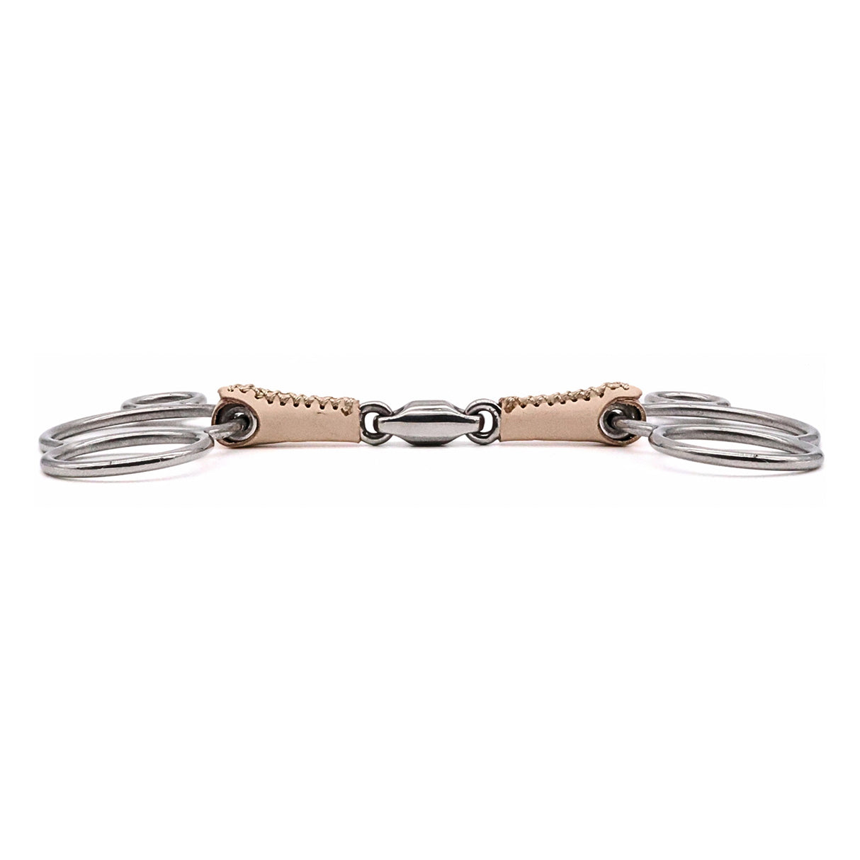 Jake Adams Mors de filet double brisure en cuir avec anneaux releveurs et pastille