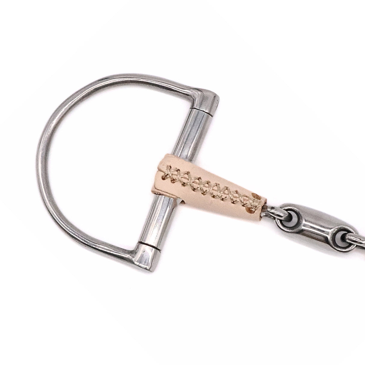 Jake Adams Dee Ring Double Jointed Leather Bit W/ Lozenge