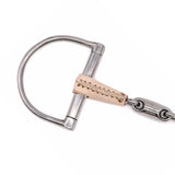 Jake Adams Dee Ring Double Jointed Leather Bit W/ Lozenge