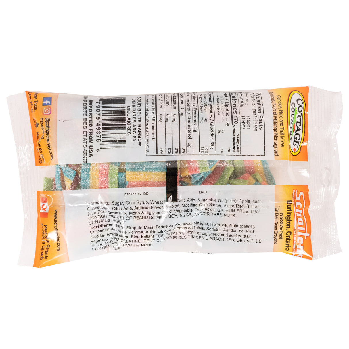 Cottage Country Sour Belts Rainbow 120 g