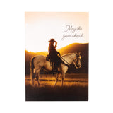 Encre sur papier Sunrise Cowgirl Carte d’anniversaire