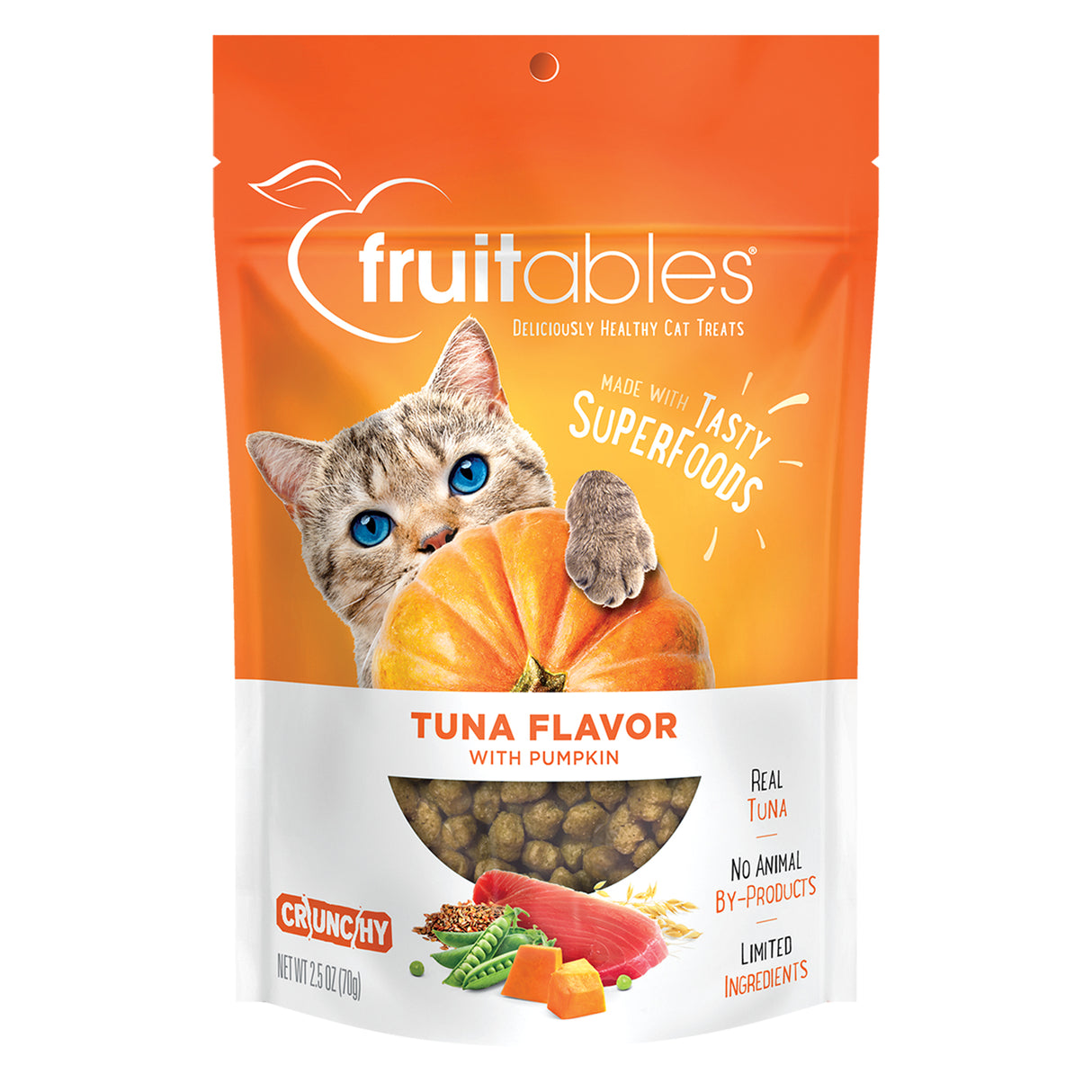 Fruitables Wildly Natural Crunchy Cat Treats Tuna & Pumpkin 2.5 oz.