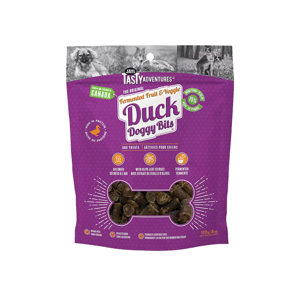 Jay's Tasty Adventures Fermented Fruit & Veggie Duck Dog Treats 170 g