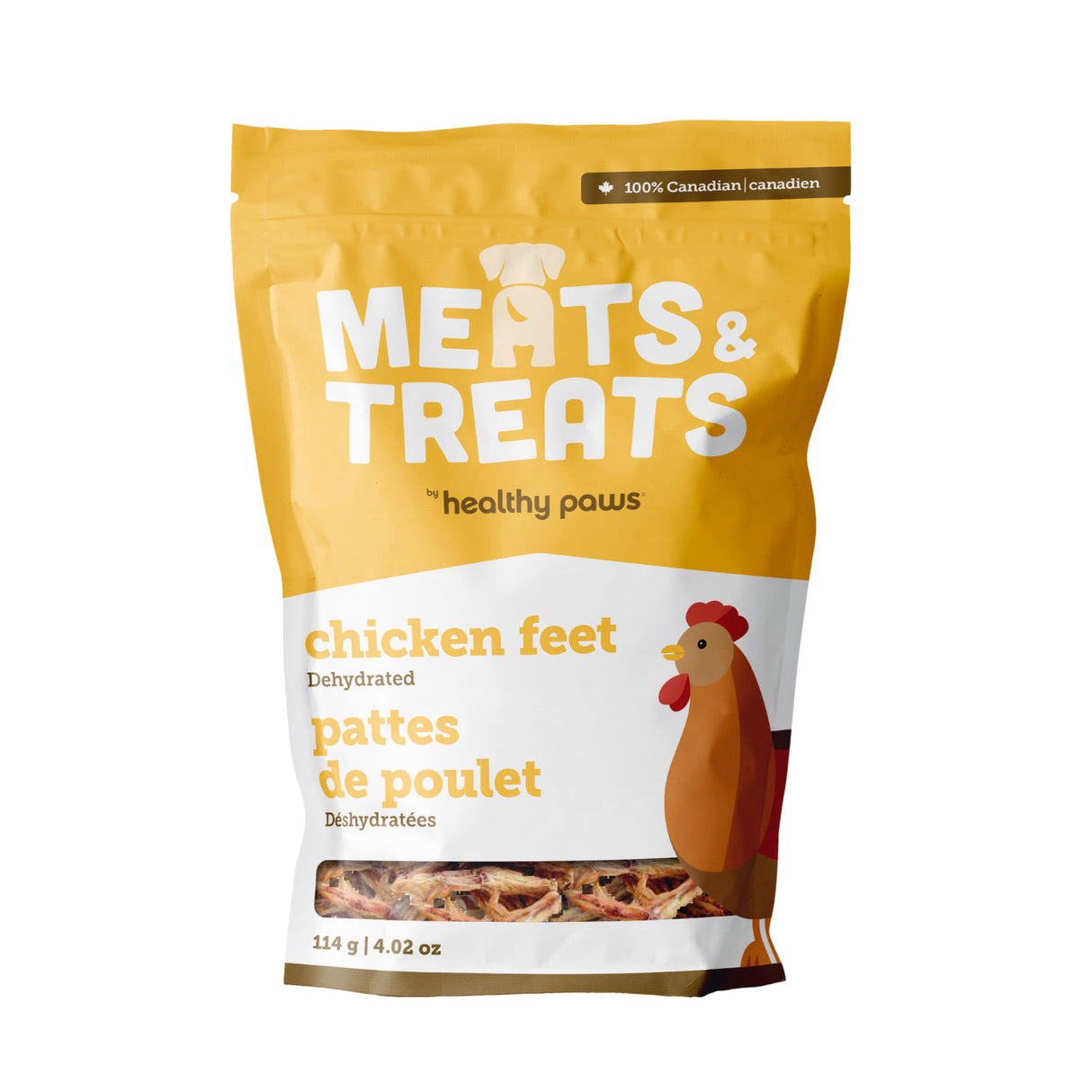 Healthy Paws Meats &amp; Treats Pieds de poulet déshydratés 114 g