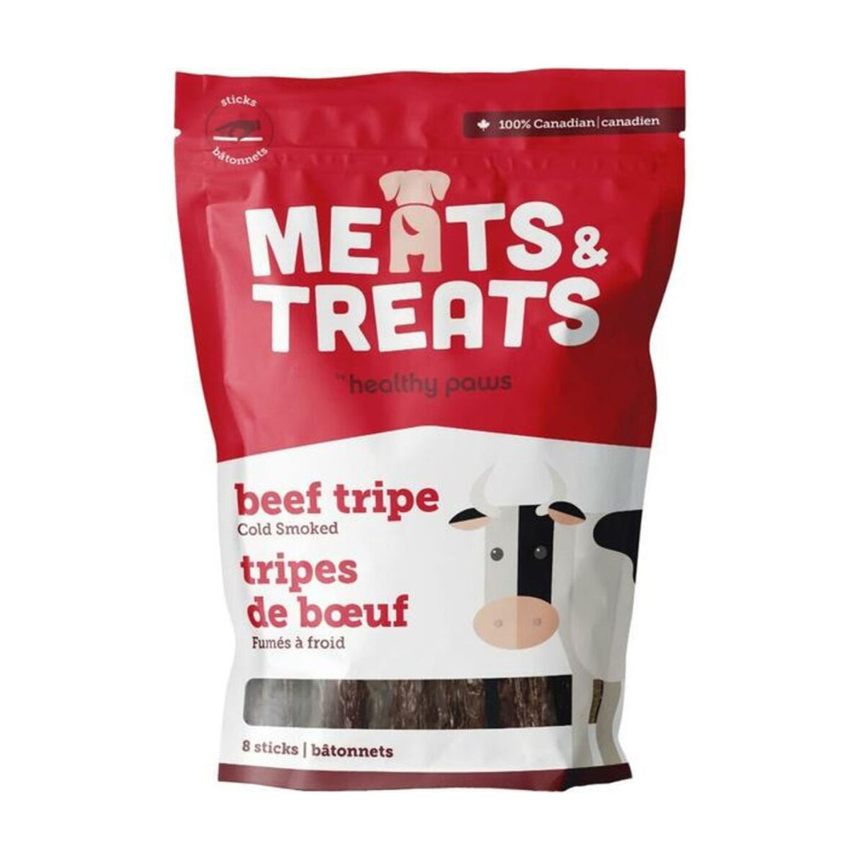 Healthy Paws Meats &amp; Treats Bâtonnets de tripes de bœuf fumé à froid