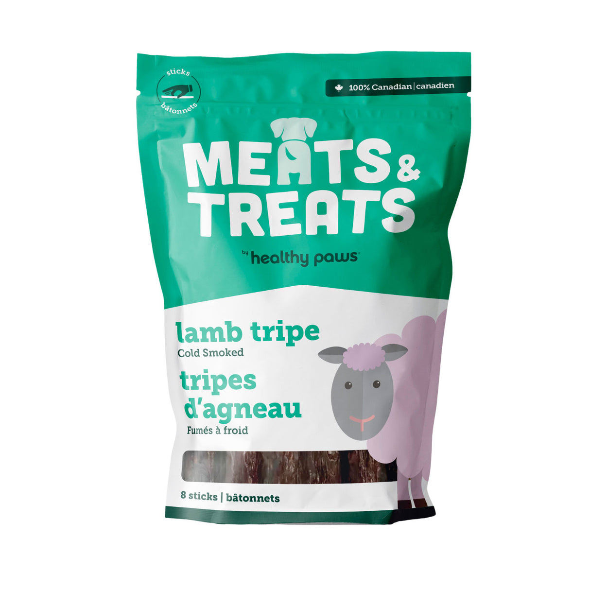 Healthy Paws Meats &amp; Treats Bâtonnets de tripes d'agneau fumé à froid