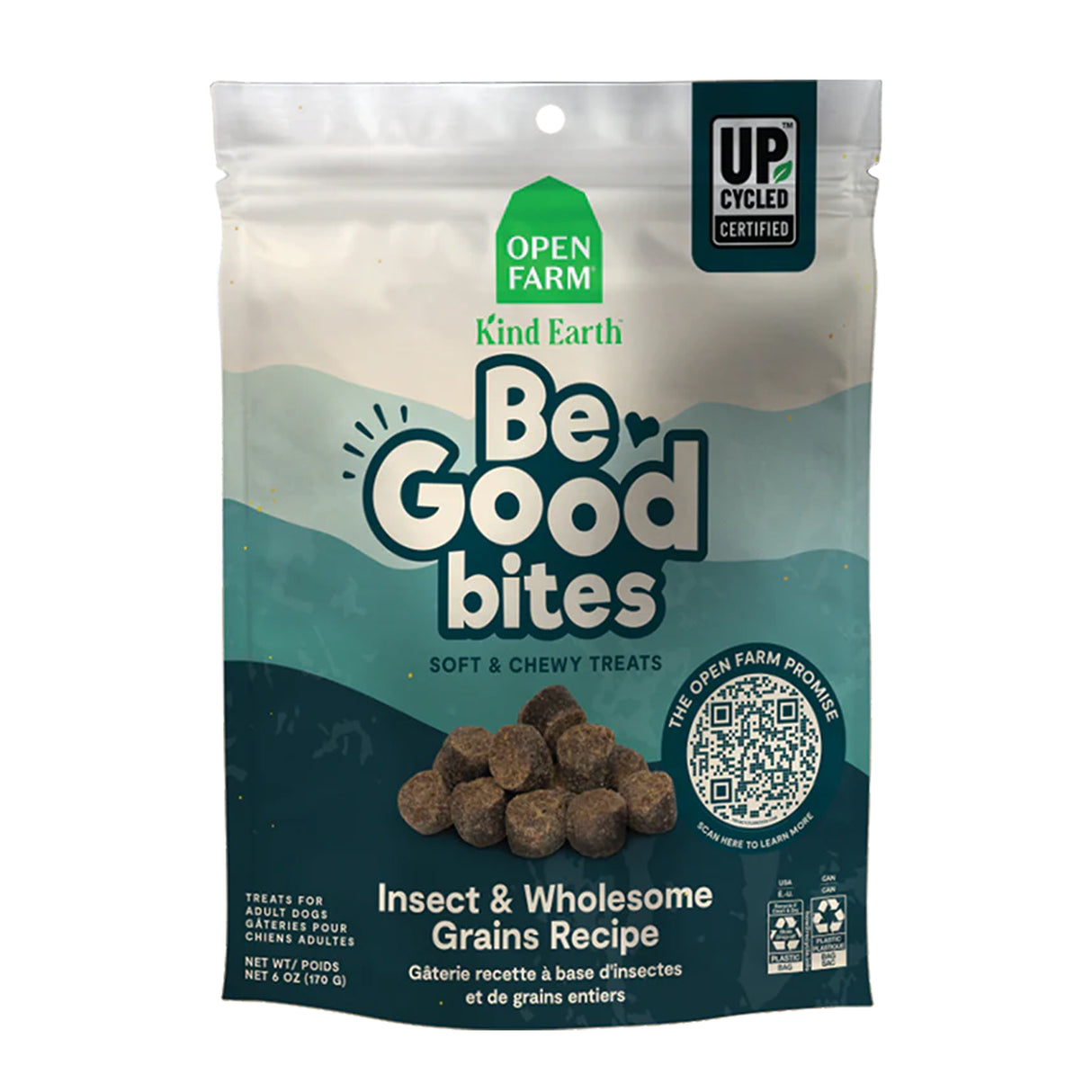 Friandises pour chiens tendres et moelleuses à la recette d'insectes Be Good Bites d'Open Farm 170 g