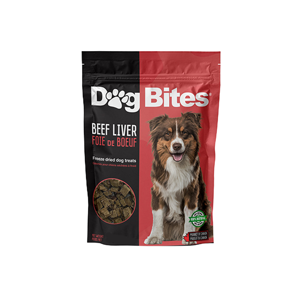 Friandises pour chiens au foie de bœuf lyophilisé Dog Bites 120 g