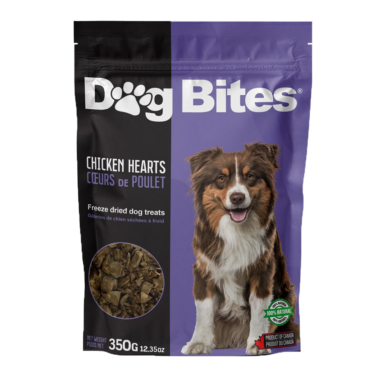 Friandises pour chiens Dog Bites, cœurs de poulet lyophilisés, 350 g