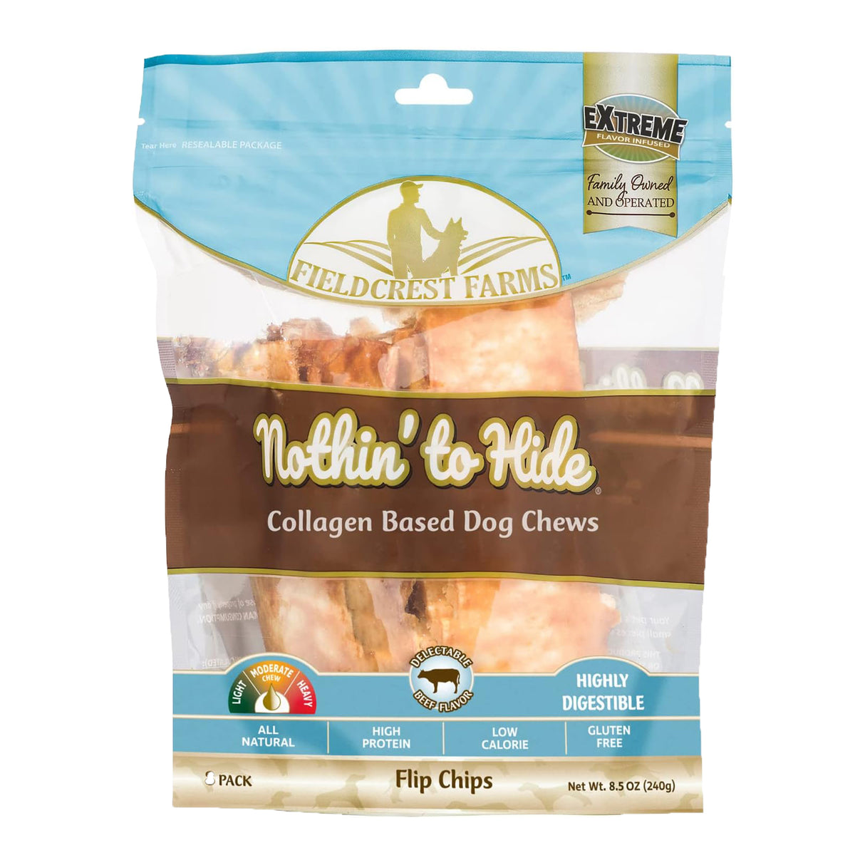 Friandises pour chiens Nothin' to Hide Beef Flip Chips - Paquet de 8