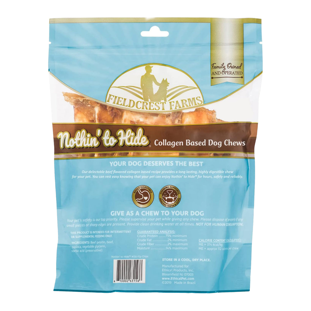 Friandises pour chiens Nothin' to Hide Beef Flip Chips - Paquet de 8