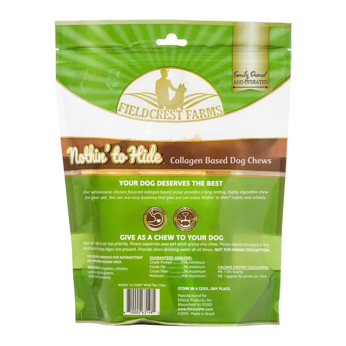 Friandises pour chiens Nothin' to Hide Chicken Flip Chips - Paquet de 8