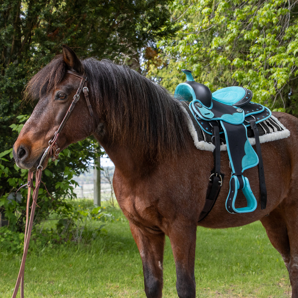 Selle synthétique pour poney western Silverline