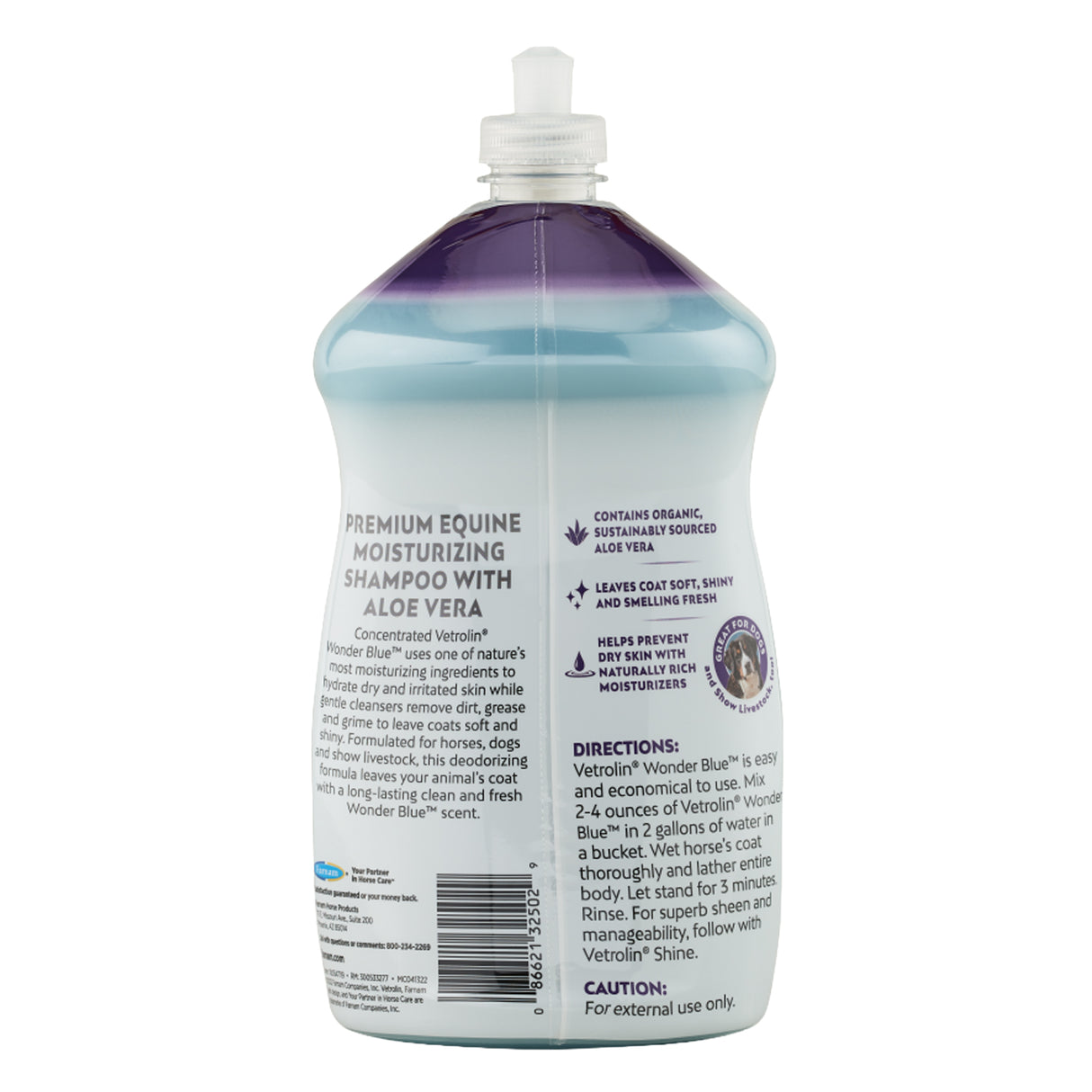 Shampoing hydratant doux Farnam Vetrolin Wonder Blue 950 ml