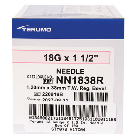 Terumo 18 Gauge X 1.5 In. Needle - Box Of 100