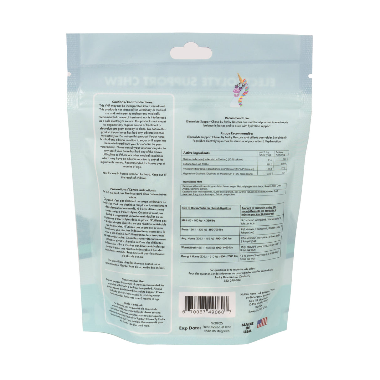 Funky Unicorn Electrolyte Chews Mint 7 oz.