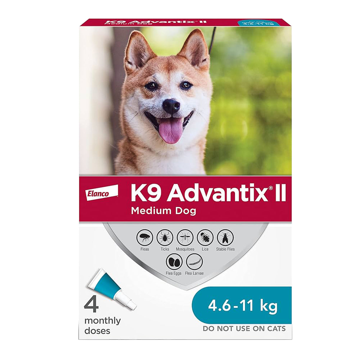 Traitement anti-puces et tiques K9 Advantix II pour chiens de 4,6 à 11 kg - 4 doses