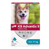 Traitement anti-puces et tiques K9 Advantix II pour chiens de 4,6 à 11 kg - 4 doses