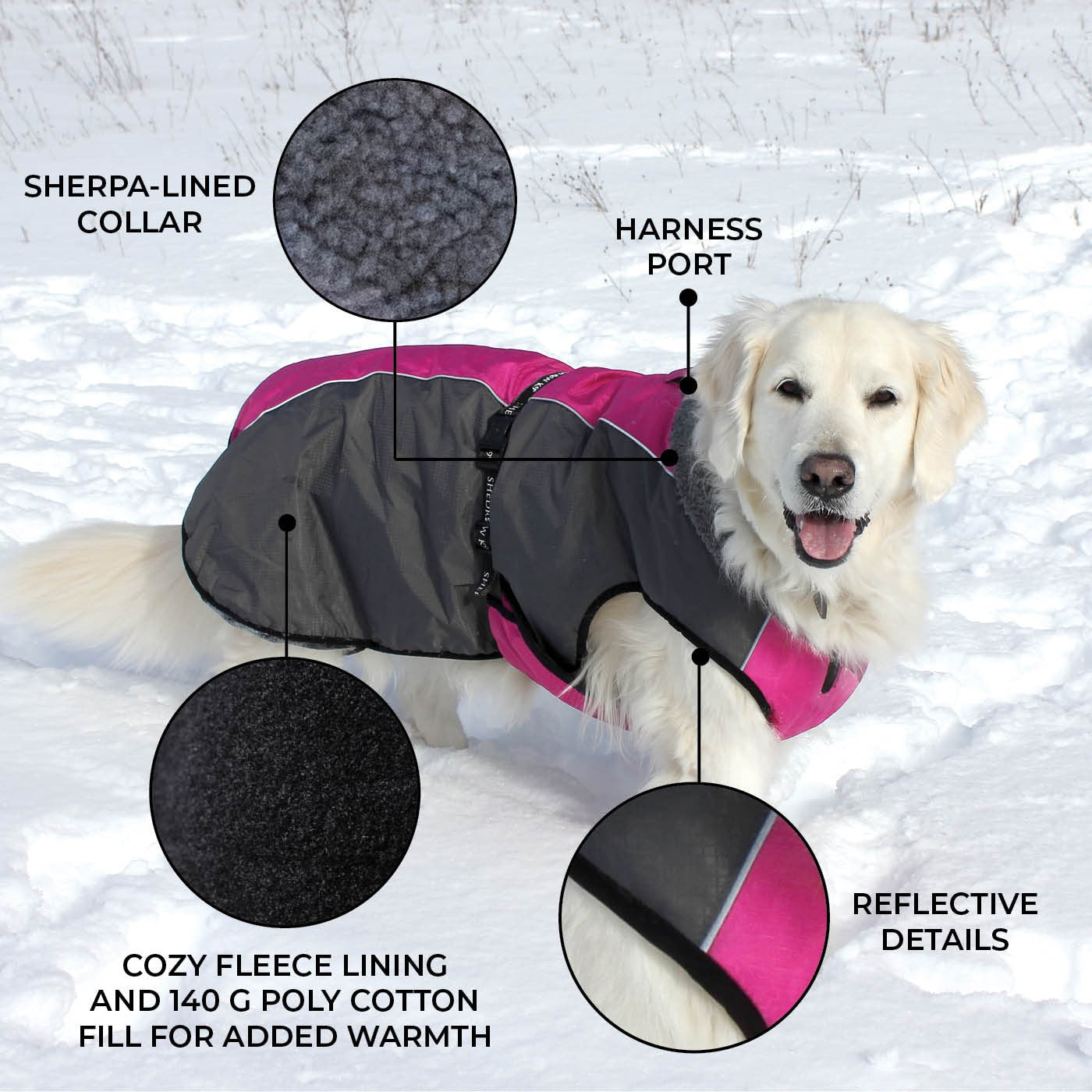 Fleece lined hot sale dog coats